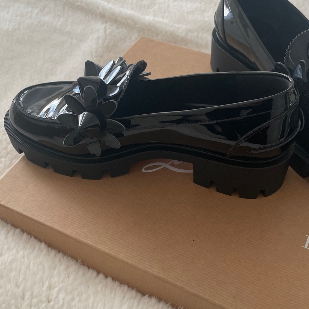 Christian Louboutin Glossy Black Loafers with Floral AccentNew with storereceipt - Picture 3 of 6